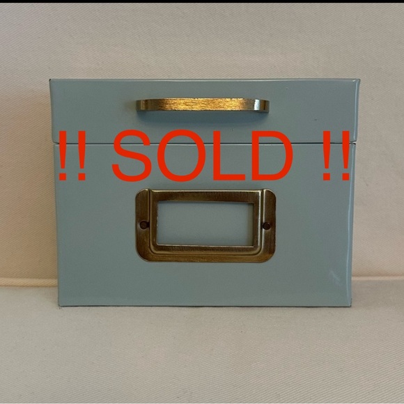!! SOLD !!Blue metal box with brass handle #retrodecor #office #recipebox - Picture 1 of 5